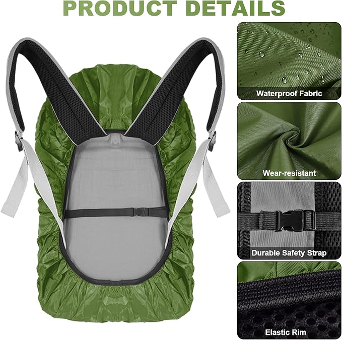 LAMA Waterproof Backpack Rain Cover, Reflective Rucksack Rain Cover for Anti-Dust/Anti-Theft/Bicycling/Hiking/Camping/Traveling/Outdoor Activities,XL Size (for 56L-70L Backpack),1 Pcs Army Green