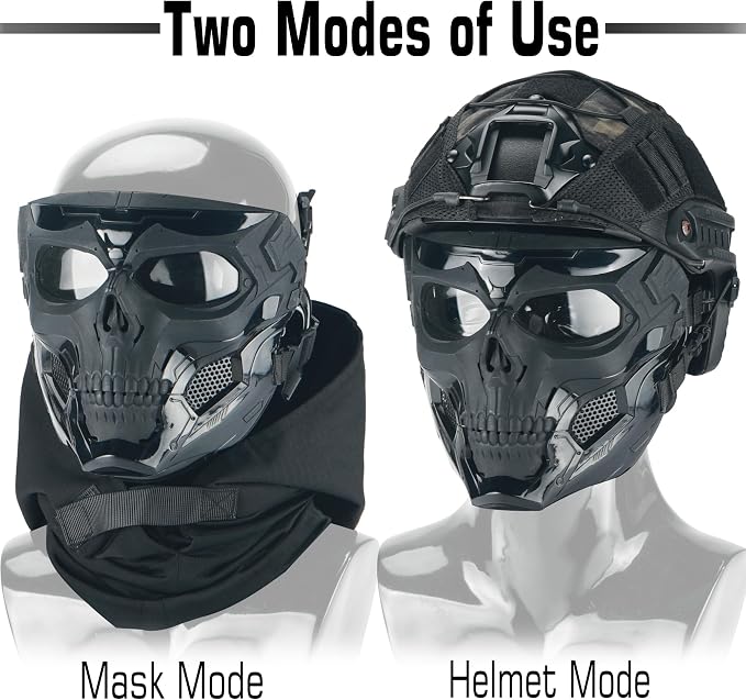 Guayma Airsoft Paintball Mask Tactical Full Face Cyberpunk Balaclava Mask For Halloween Cosplay Costume Movie Props