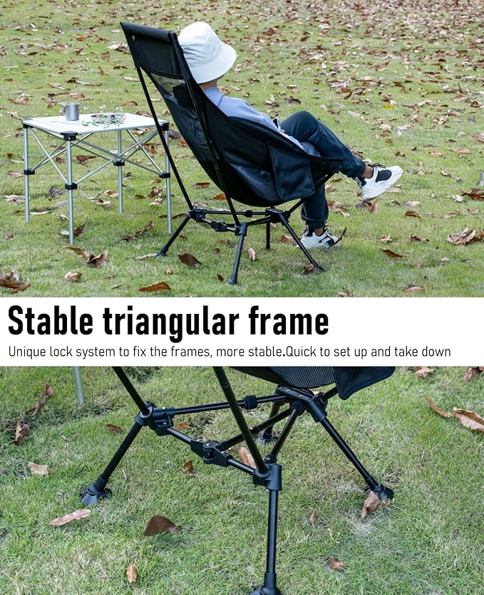 iClimb Ultralight Compact Camping Folding Beach Chair with Anti-Sinking Large Feet (Green - Triangular Frame High Back)