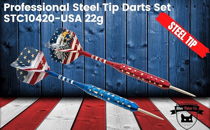 Steel Tip Darts Set - Professional Darts Steel Tip for Dartboard - Includes Brass Barrels + Plastic & Aluminum Shafts + Rubber O'Rings + Flights + Darts Sharpener + Wrench