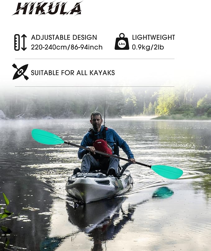 Kayak Paddles Aluminum Shaft Paddle with Nylon Blades, Floating Adjustable Kayaking Oars, 3 Piece, 220-240cm/86-94 Inches,Black/Rose/Teal