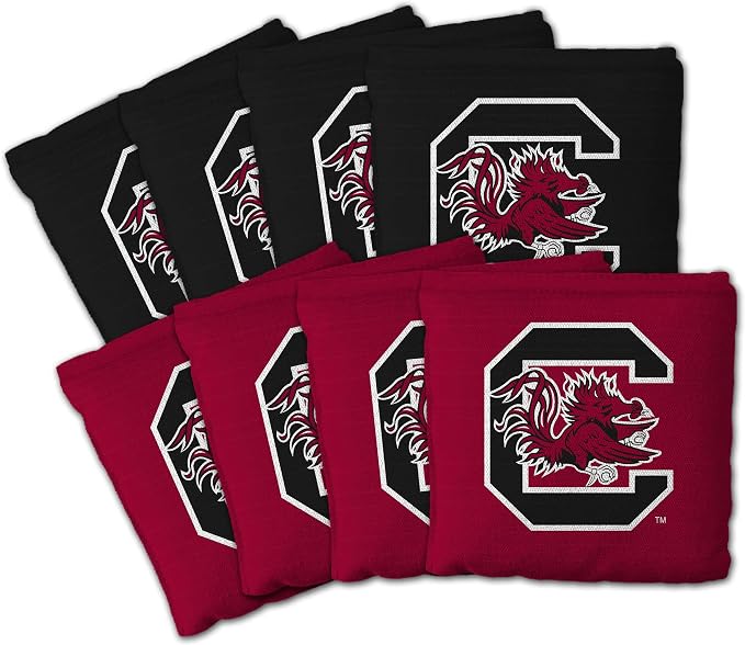 YouTheFan Officially-Licensed NCAA Set of 8 Cornhole Bags - All Weather Dual Sided Slide & Stop - Regulation Size with Carry case