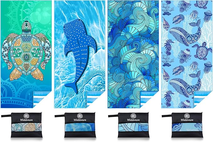 Microfiber Thin Lightweight Beach Towel Sand Free Quick Dry Absorbent Compact Towels for Swimming Pool Camping Beach Accessories Large Easy Pack Travel Things for Vacation Essentials Adult Gift