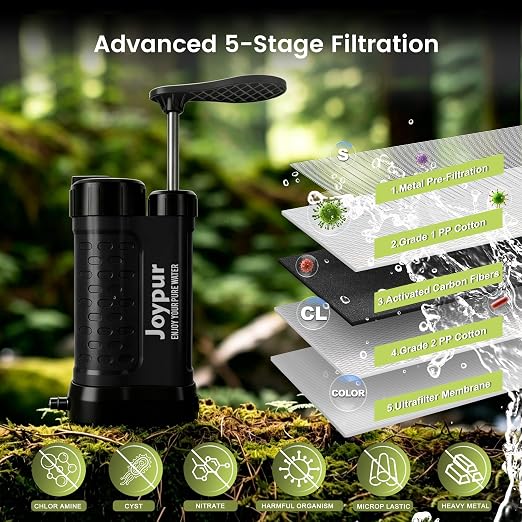 Camping Water Filter Pump Water Filtration System Survival,Portable Water Pump with Filter,Water Purifier Pump