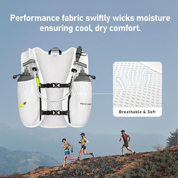 N NEVO RHINO Running Vest,Hydration Vest 5L with 1.5L Water Bladder,Lightweight Hydration Pack Water Backpack for Hiking Race