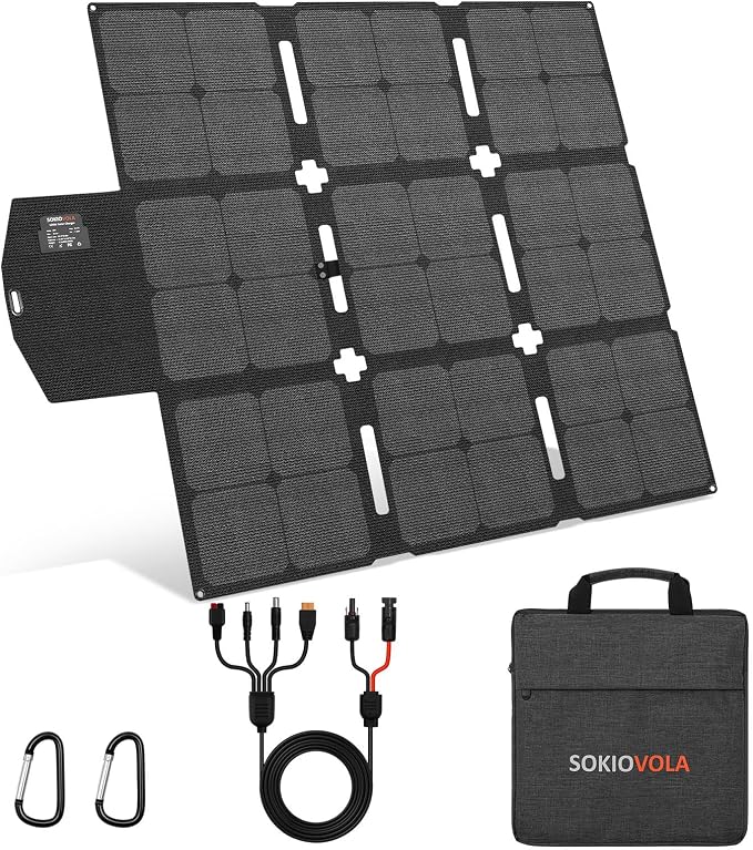 SOKIOVOLA 120W Foldable Solar Panel with MC-4 Connector Portable Solar Panel for Camping Folding Solar Panel Charger for Portable Power Station Laptops RV