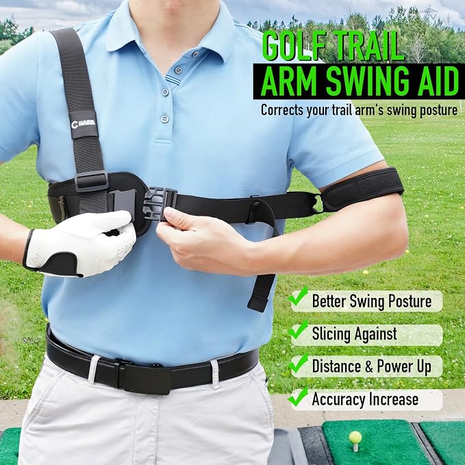 GAIARENA Golf Trail Arm Swing Aid Slider Golf Training Aid, Trainer Equipment to Eliminate Slices & Chicken Wing Swing, Gifts for Men Women Beginner Golfers