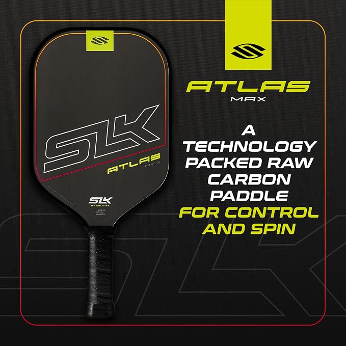 Selkirk Sport Atlas Raw Carbon Fiber Pickleball Paddles | Midweight Pickleball Paddle with Polymer Honeycomb Core | USAPA Approved Carbon Fiber Face for Spin and Control