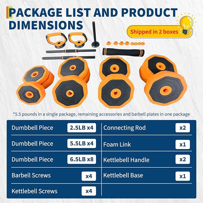 Garvee 4-In-1 Adjustable Dumbbell Set (44/66/88LB) - Convertible to Barbell, Kettlebell & Push Up Stands, Home Gym Equipment for Men & Women, Space Saving Weights with PVC Coating