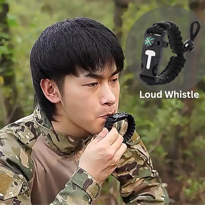 Binoculars with Compass 7 in 1 Survival Paracord Bracelet, Fire Starter, Compass, Whistle, Outdoor Ultimate Tactical Gift for Kids, Men, Scouts Gift for Him/Her, Spyglass, Birthday Gift