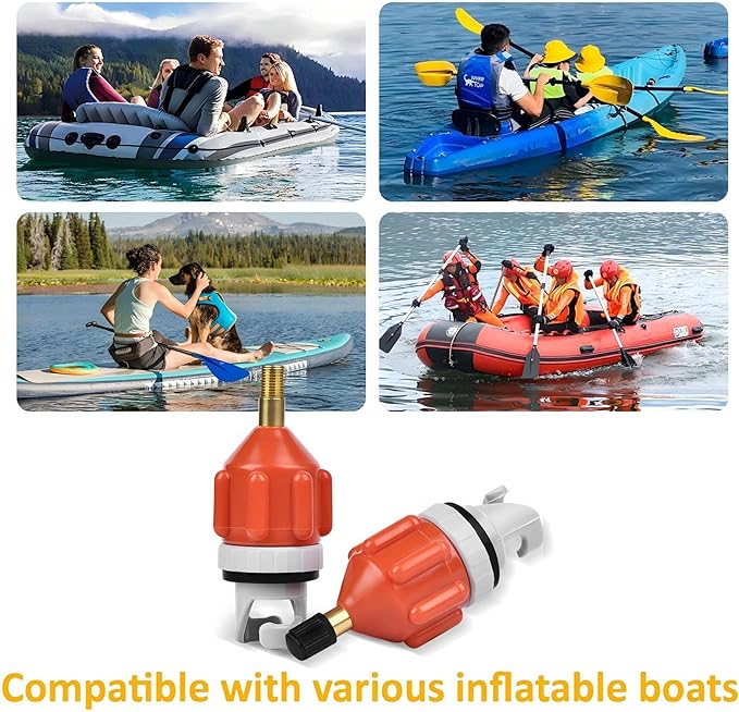 2PCS Universal SUP Pump Adapter, Quick Inflate Leak-Proof Seal, Fits Stand Up Paddle Board, Inflatable Boat, Kayak