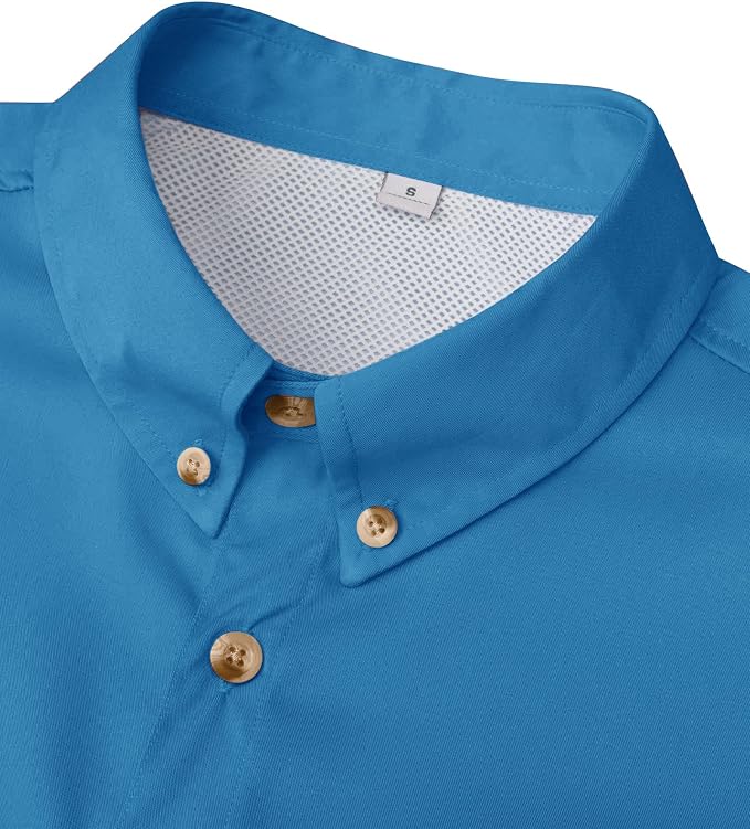 Alimens & Gentle Short Sleeve Fishing Shirt Wicking Fabric Sun Protection Casual Button Down Shirts
