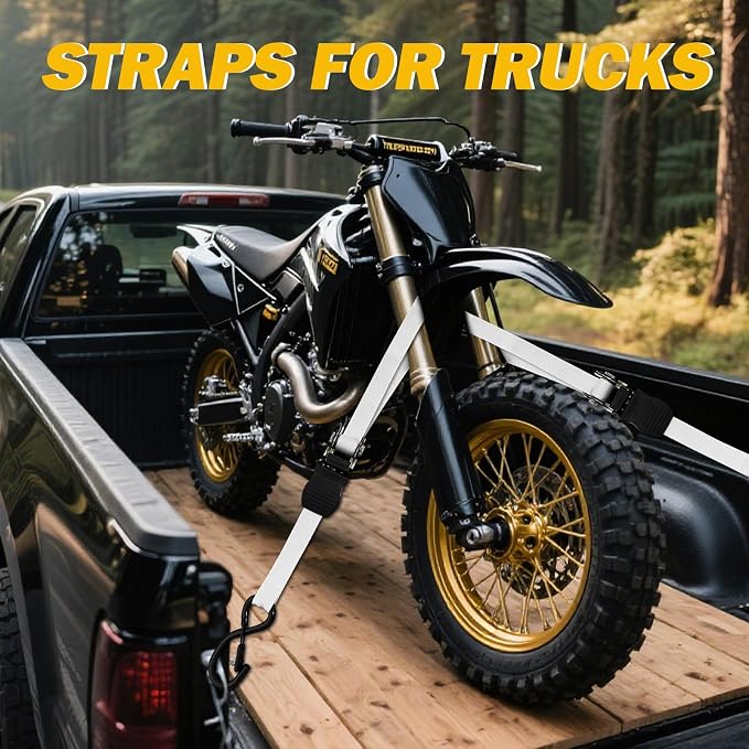 Heavy Duty 1" x 15' Ratchet Straps (4 Pack) - 2200 lb Break Strength with Soft Loops & Coated S-Hooks for Truck, Trailer, Motorcycle, ATV, UTV, Boat, Car Accessories (White)