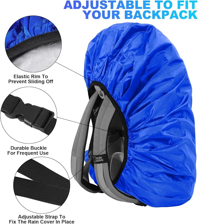 LAMA 2 Pack Waterproof Rain Cover for Backpack, Reflective Rucksack Rain Cover for Anti-Dust/Anti-Theft/Bicycling/Hiking/Camping,S Size (for 18L-25L Backpack), 1 Pcs Black + 1 Pcs Royal Blue