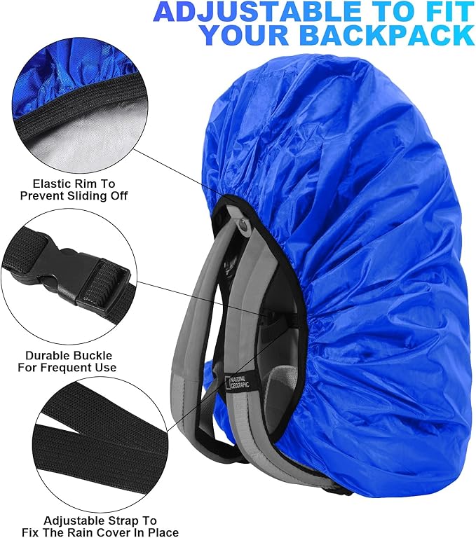LAMA 2 Pack Waterproof Rain Cover for Backpack, Reflective Rucksack Rain Cover for Anti-Dust/Anti-Theft/Bicycling/Hiking/Camping,XL Size (for 56L-70L Backpack), 1 Pcs Black + 1 Pcs Royal Blue