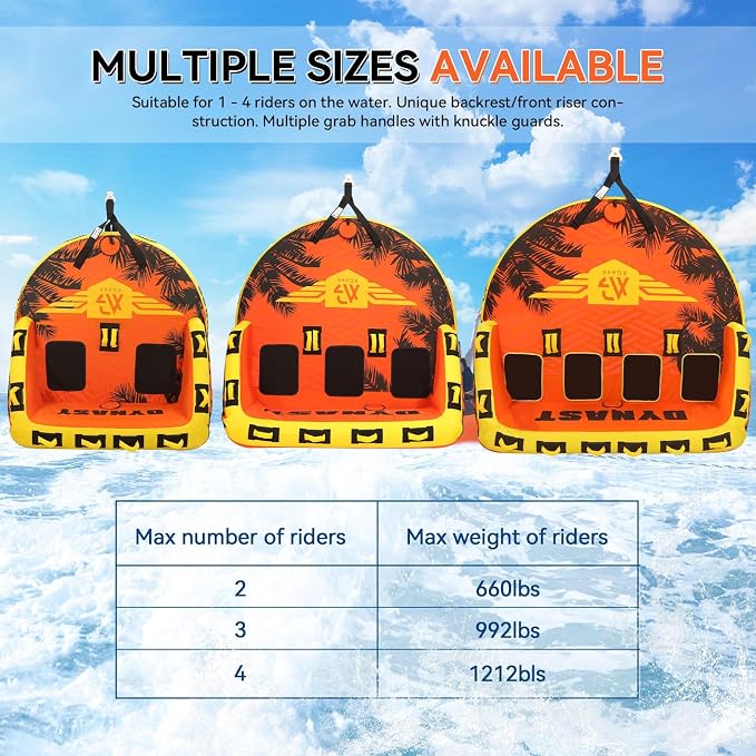 XGeek Towable Tubes for Boating, 1-4 Person Boat Tubes for Tubing, Heavy-Duty Inflatable Boat Tubes and Towables, Multi-Style Secure Sofa & Classic Donut with Stronger 840D Nylon Cover