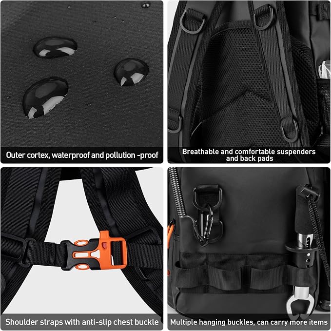 THKFISH Fishing Tool Kit, Backpack and Tackle Box with Tackle Included Lures Hooks Sinkers Accessories Kit,Pliers, Fish Lip Gripper, Fishing Gear and Fishing Gift for Men