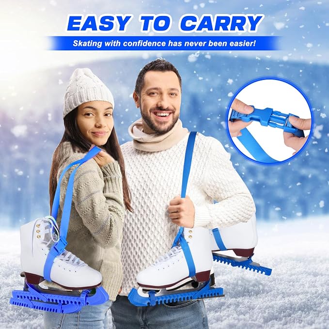Hikeen Ice Skate Guards with Shoulder Straps,Enhanced Stability Ice Skate Blade Guards,Non-Slip Hockey Skate Blade Protector for Adult and Kids