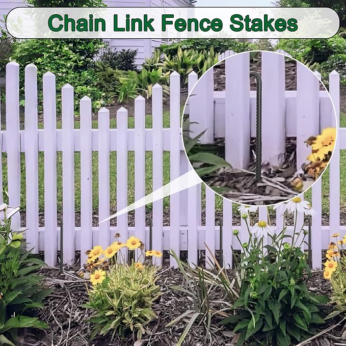 J Hook Rebar Stakes - 36 Inch, 3/8 Inch Diameter Steel Tent Stakes - Heavy Duty Chain Link Fence & Trampoline Stakes with Chisel Point End - Black (16 Pcs)