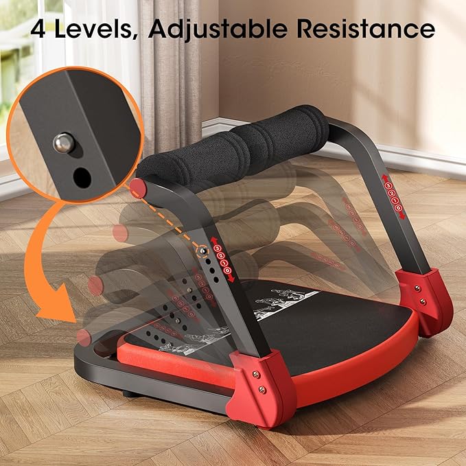 Ab Machine Ab Trainer - Sit Up Exercise Equipment& Core Machine, 4 Level Adjustable Resistance, Foldable Ab Crunch Machine for Home Gym Stomach Workouts