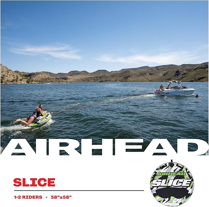 Airhead Slice Towable 2-4 Rider Models, Tube for Boating and Water Sports, Heavy Duty Full Nylon Cover with Zipper, EVA Foam Pads, and Patented Speed Safety Valve for Easy Inflating & Deflating