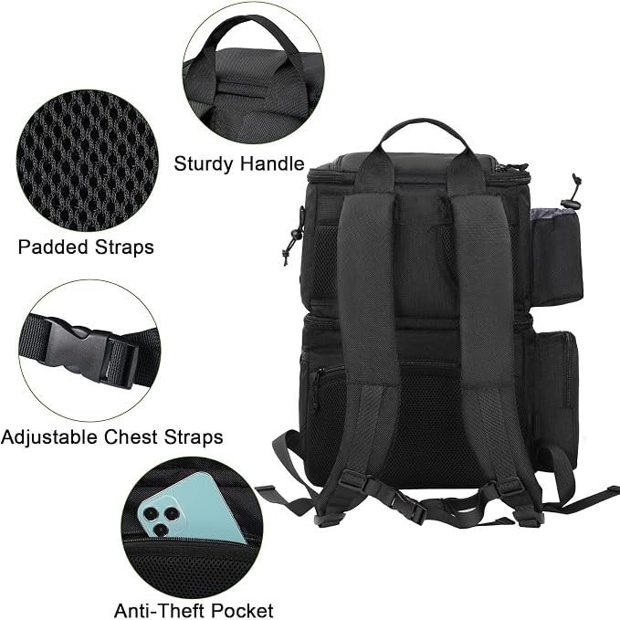 MATEIN Fishing Backpack, Water Resistant Tackle Storage Bag with Rod Holders & Cooler, Fishing Gifts for Men