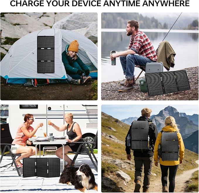 30W Foldable Solar Charger, High-Efficiency Portable Solar Panel with PD20W Type-C, QC3.0 & DC Output, Waterproof ETFE Solar Power Station for Camping, Hiking & Emergency