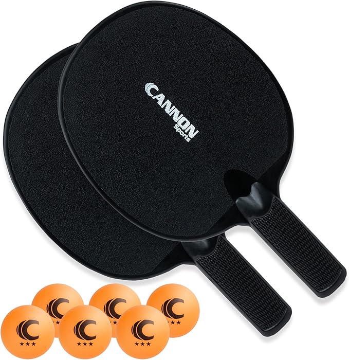 Cannon Sports Unbreakable Table Tennis Paddle Set - 2 Rackets with 6 Pack of 3-Star Table Tennis Balls – Portable Set for 2 Players