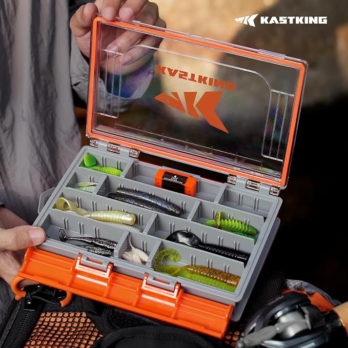 KastKing HyperSeal 3500 Double-Sided Waterproof Fishing Tackle Box – Adjustable Dividers, EVA Foam Jig Storage, Lure & Terminal Tackle Organizer,1 Pack