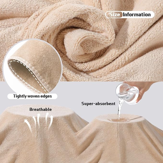 Mixweer 2 Pcs Oversized Bath Towels, 40 x 80 Inch Giant Microfiber Jumbo Bath Sheets Ultra Soft Bathroom Microfiber Quick Dry Absorbent Shower Towels for Spa Camping Beach (Light Khaki)