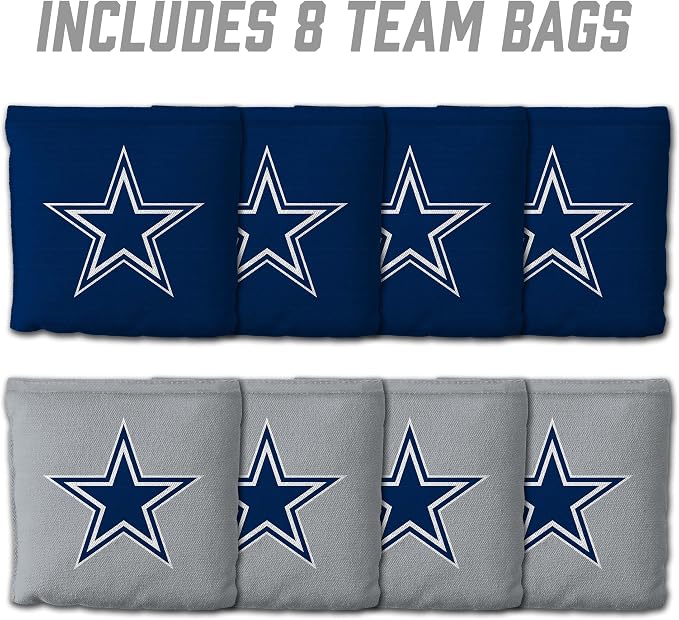 YouTheFan Officially-licensed NFL Set of 8 Cornhole Bags - All Weather Dual Sided Slide & Stop - regulation size