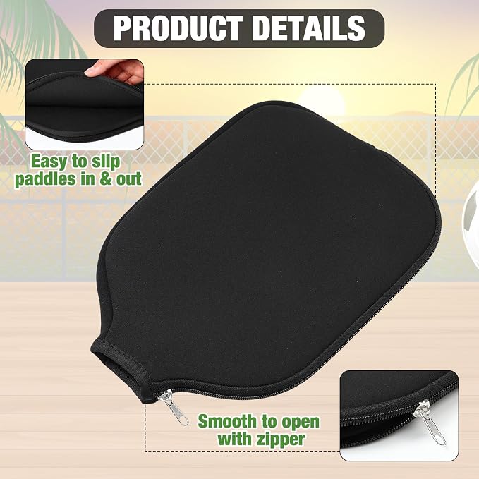 12 Pcs Paddle Cover Compatible with Pickleball Paddle Cover Neoprene Racket Sleeve with Zipper, Protection Covers for Men Women