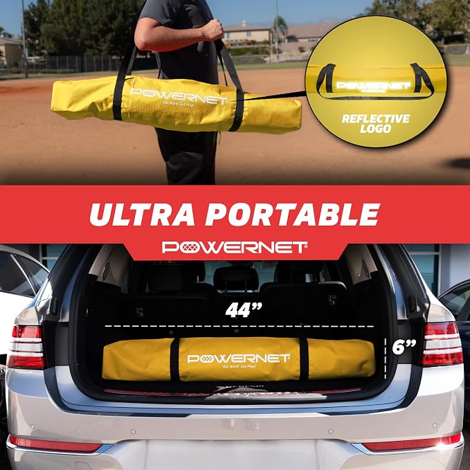 PowerNet Baseball Training Equipment Baseball Net, Portable Softball Batting Practice Pitching Screen, 7-FT I-Screen or A-Frame Pitching Net