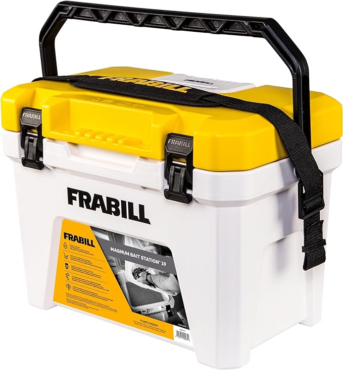 Frabill Magnum Bait Station 19 Quart Live Bait Well, White and Yellow