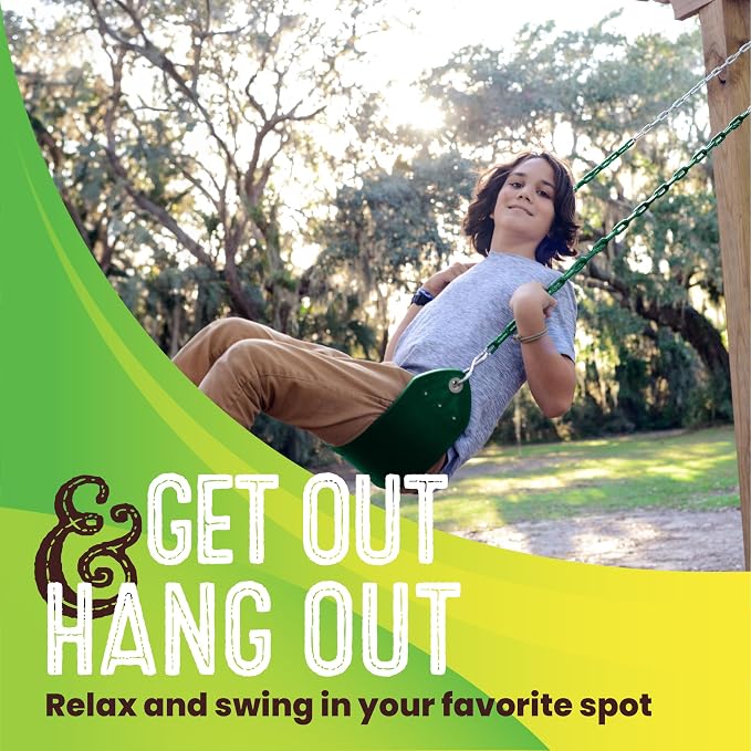 Swurfer Tree Outdoor Swing Set Swings – Playground Swing Seat Replacement, Swing Set Accessories, Easy Installation, Comfortable Heavy Duty Rubber Coated Chains, Weather Resistant, Ages 4 and Up