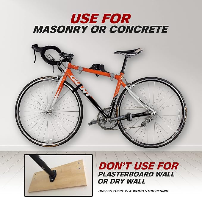 Ibera Bike Wall Mount - Adjustable Frame Holder & Soft Rubber Cradles - Garage Bike Rack for Road, MTB, Kids, Hybrid Bikes - Easy Installation & Space-Saving Design