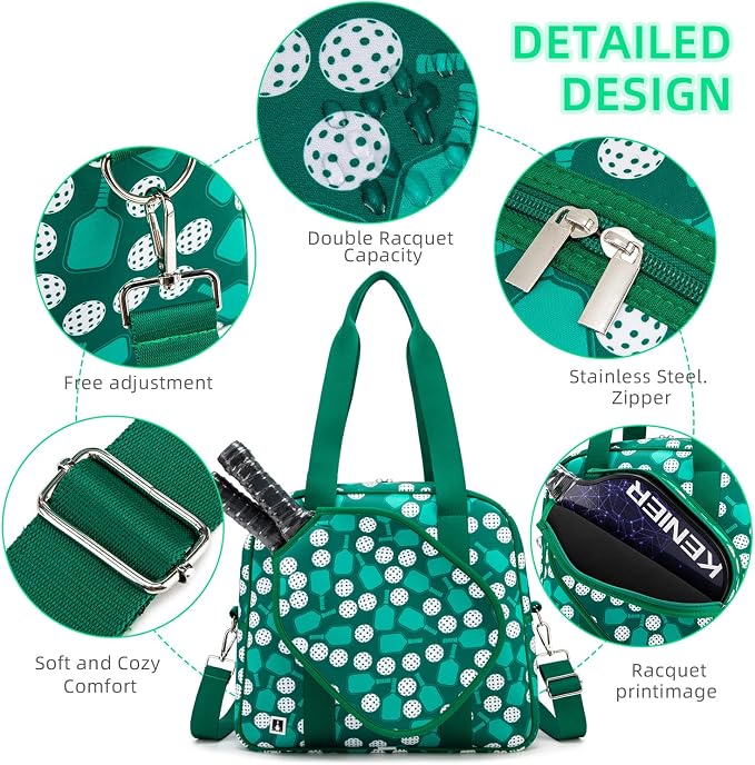 ROYALFAIR Pickleball Bag, Pickleball Tote Bag Large Capacity Adjustable Shoulder Strap for Pickleball Paddle Shoulder Bag, Made of neoprene, Has insulation and waterproof function ﻿
