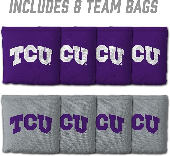 YouTheFan Officially-Licensed NCAA Set of 8 Cornhole Bags - All Weather Dual Sided Slide & Stop - Regulation Size with Carry case