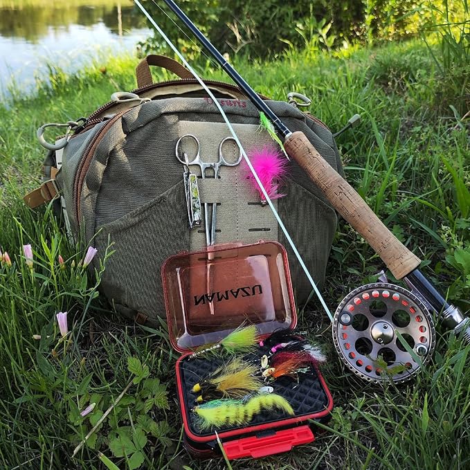 Fly Fishing Large Waist Pack with Water Bottle Holder, Wide Fanny Fishing Tackle Storage Bags