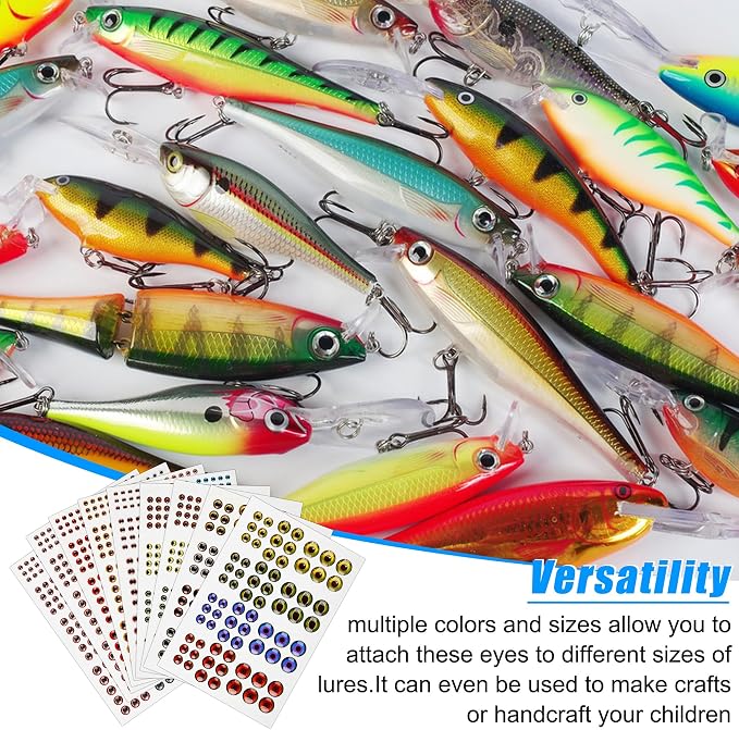 1347pcs Fishing Eyes 3D/4D/5D Realistic Fish Lure Eye for Lures Making Fishig Bait Fly Tying Streamers Lures Crafts 3 mm/ 4 mm/ 5 mm/ 6 mm/ 8 mm/ 10 mm