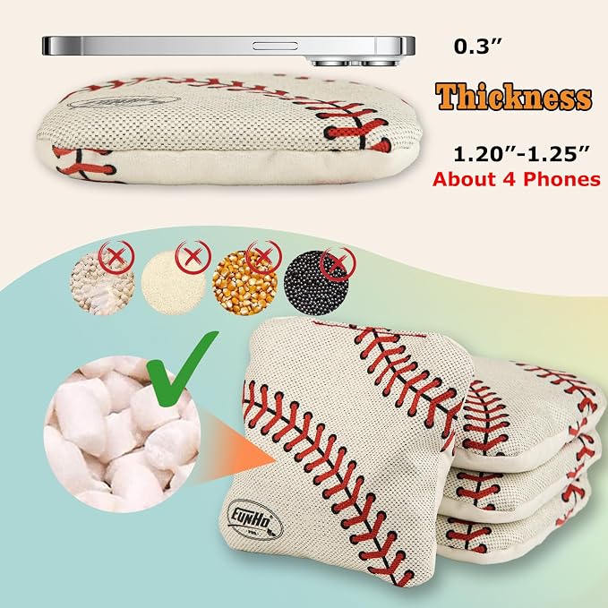 EunHo Regulation Cornhole Bags Set of 8 - Dual Sided Slick and Stick Cornhole Bean Bags for Tossing Game Professional All Weather Pro Corn Hole Bags with Tote Bag