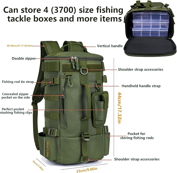 Fishing backpack,fishing tackle bag,gifts for fishing lovers,4-Way Carry Fishing Backpack Durable Tackle Bag Storage for Fishing Gear and Equipment,Fishing Tackle Storage Bags
