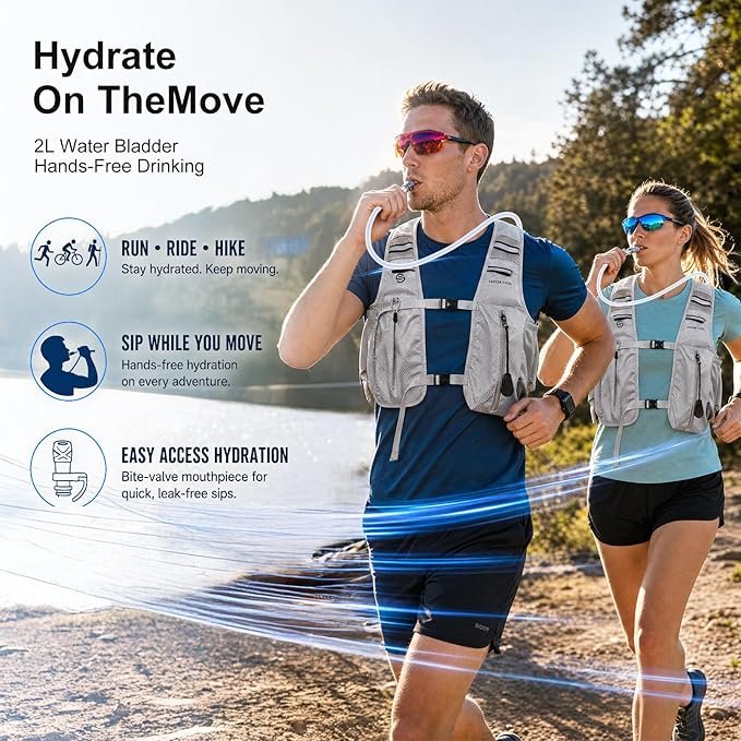 Cooling Vest for Men Women, Hydration Vest for Running Hiking | 2L Water Bladder，3 Cold Source