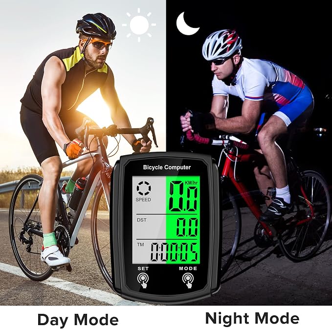 Bike Computer and Bicycle Odometer Wired MPH KM/H Bike Speedometer with Automatic Wake-Up Cycling Speed Tracker LCD Display & Single Mileage & Multi-Functions Accessories