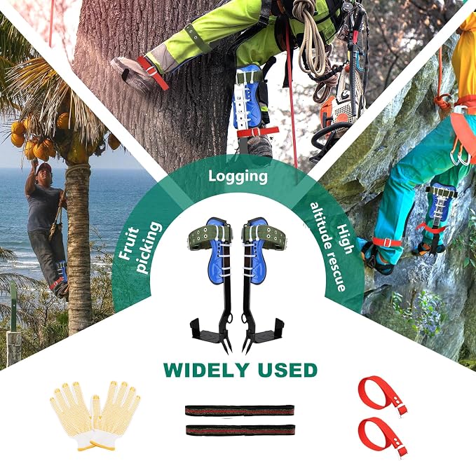 Tree Climbing Spike Set, 2 Gears Anti-Slip Climbing Tools with Footboards, Forestry Operation Gear for Tree Trimming, Hunting and Fruit Picking