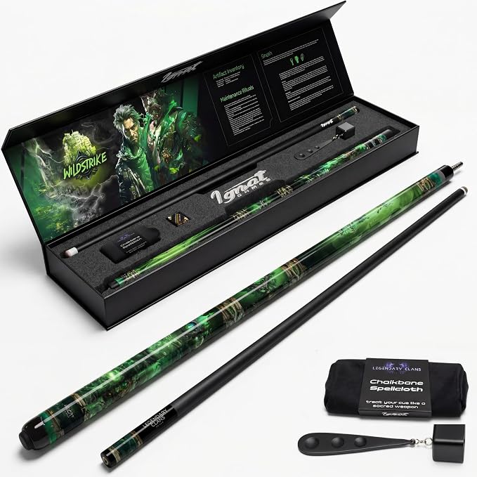 IgnatGames Premium Pool Cue Stick – 58" 2-Piece, Canadian Maple Cue with 12.5mm AirStrike Shaft, Premium Case & Accessories