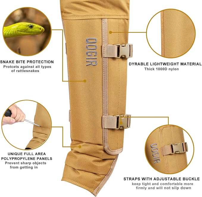 skiguard Snake Gaiter Chaps for Hunting: Snake Bite Protection for Ankle to Thigh Snake Chap, Waterproof Snake Gaiter for Men