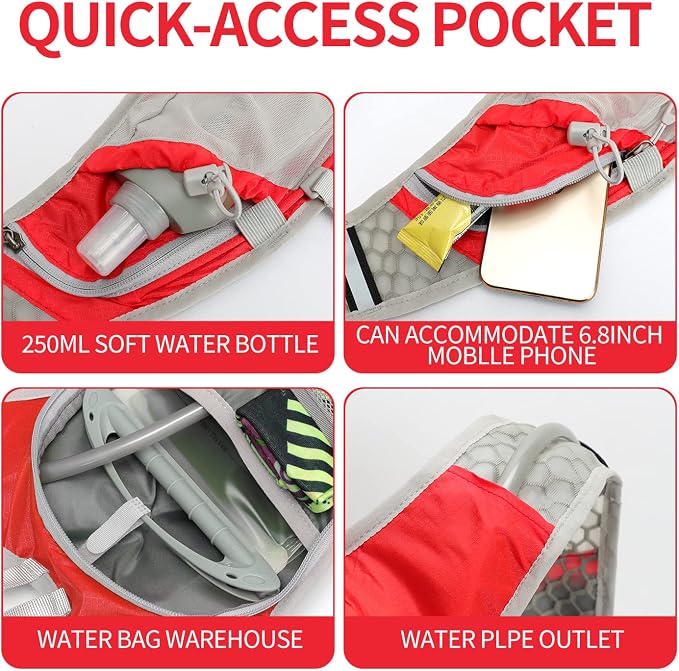 IX INOXTO Hydration Pack Backpack, Lightweight Water Backpack with 2L Hydration Bladder Daypack for Men Women,Running Hydration Vest for Trail Running Hiking Cycling Race Climbing