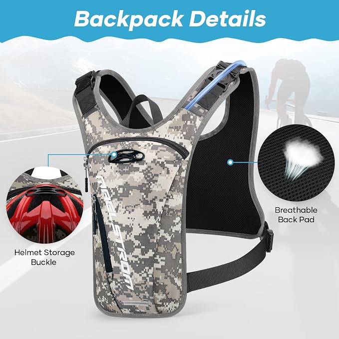 Maelstrom Hydration Vest with 2L Water Bladder Backpack for Running Hiking | Chest Pack, BPA-free, High Flow Bite, Reflective Stripe, Helmet Buckle, Detachable, Breathable Pad, for Cycling, Marathon