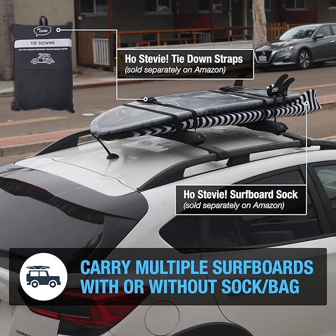 Ho Stevie! Surfboard/SUP Aero Roof Rack Pads (Set of 2 Pads, 28" or 17") for Cars with Crossbars (28")